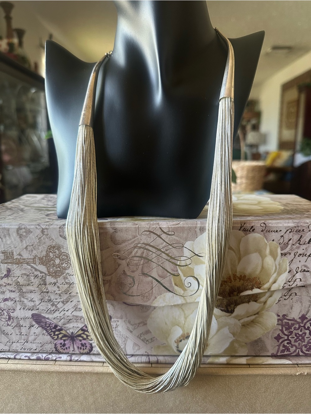 Rare HTF Authentic Navajo 100-Strand Liquid Silver Necklace - 28" .925 Sterling